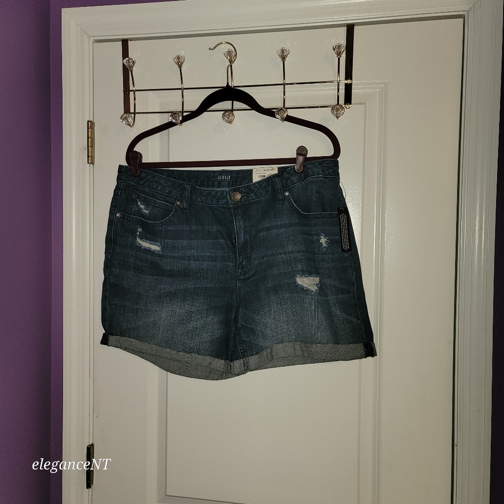 A.N.A Blue Distressed Denim Jean Shorts with Raw Hem Sz: 16 NWT